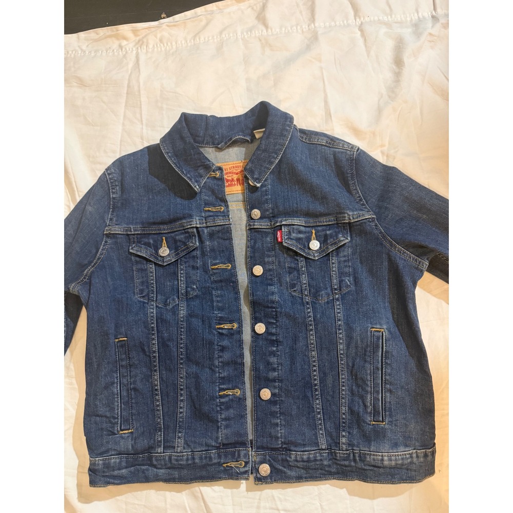 Levi Strauss Co Denim Jacket Classic Blue Jean Trucker Style Size L‎